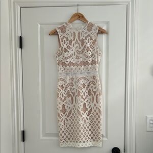 Lulu's Gold Sheath Midi Dress Mock Neck Sleeveless